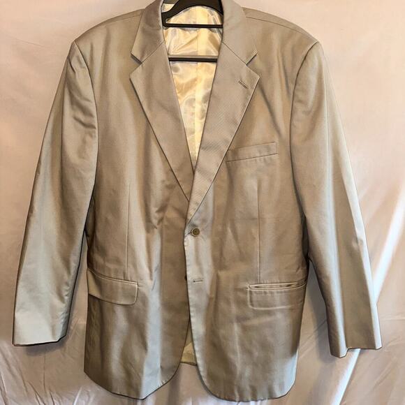 Burt Pulitzer Men Jacket Sport Coat and Pant Set 2 Button Single Breast Tan 46L - Picture 1 of 16